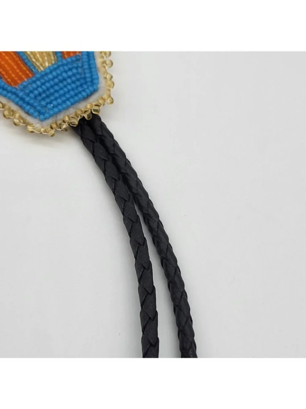Vintage Native American Bolo Tie Hand Beaded Hot Air Balloon Frazier signed